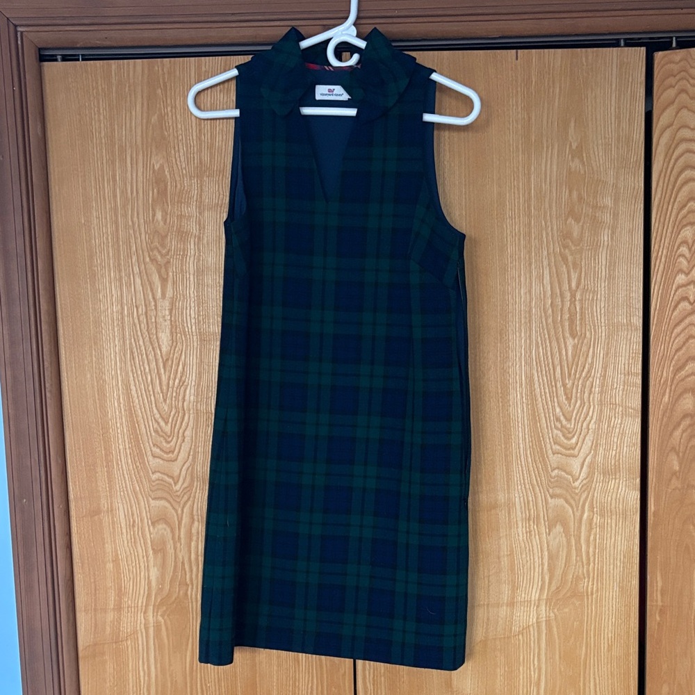Vineyard Vines Navy and Green Checkered Mini Dress